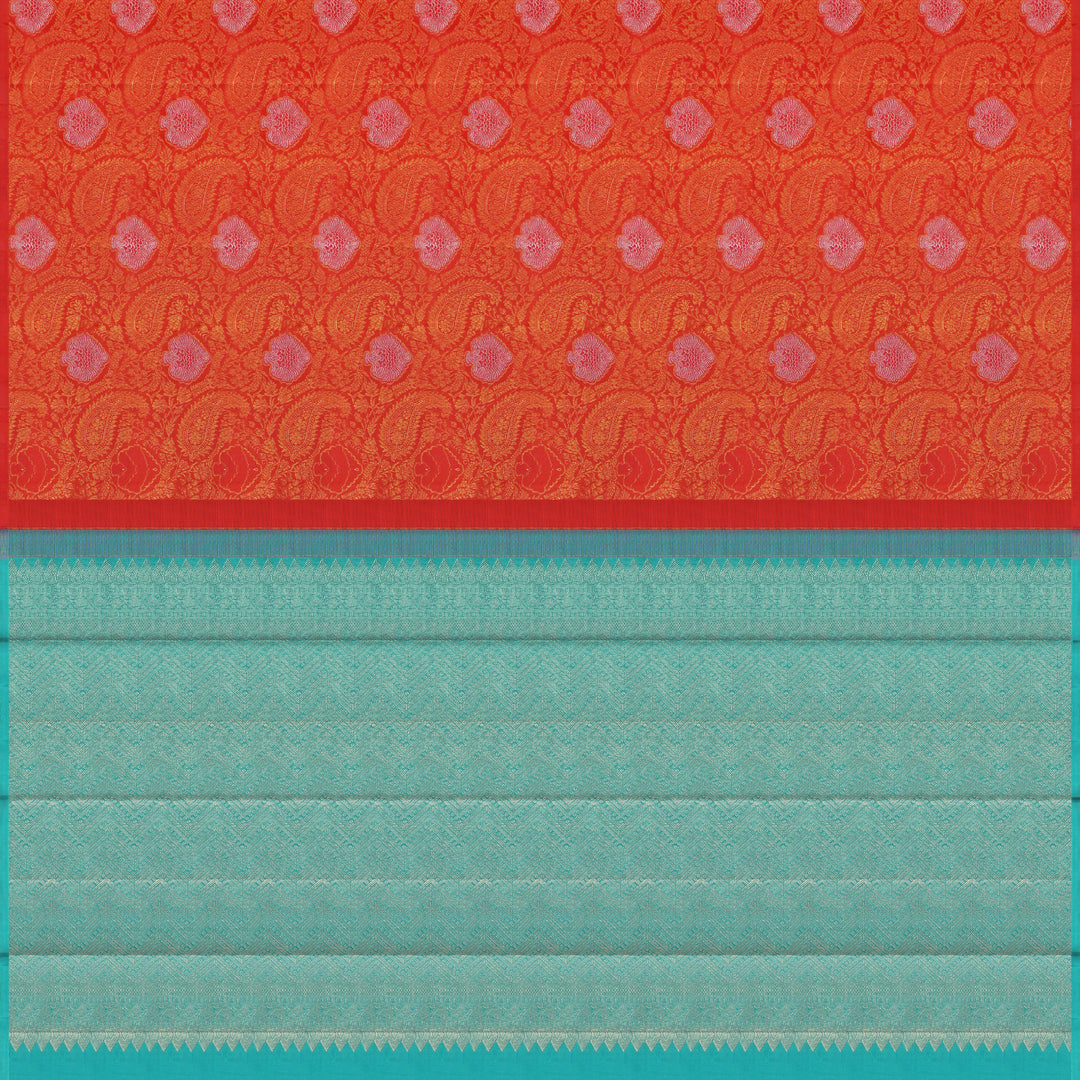 Handwoven Red with Green Kanjivaram Silk Saree - 1561T006059DSC