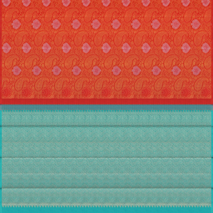 Handwoven Red with Green Kanjivaram Silk Saree - 1561T006059DSC
