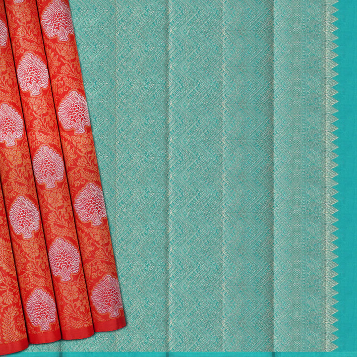 Handwoven Red with Green Kanjivaram Silk Saree - 1561T006059DSC