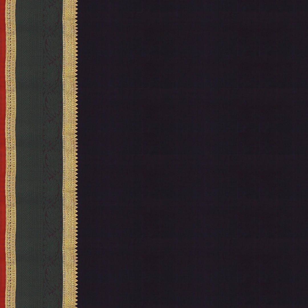 Handwoven Red with Brown and Black Kanjivaram Silk Saree - 1489T005152DSC