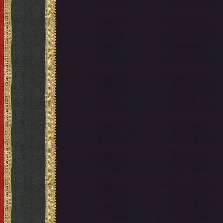 Handwoven Red with Brown and Black Kanjivaram Silk Saree - 1489T005152DSC
