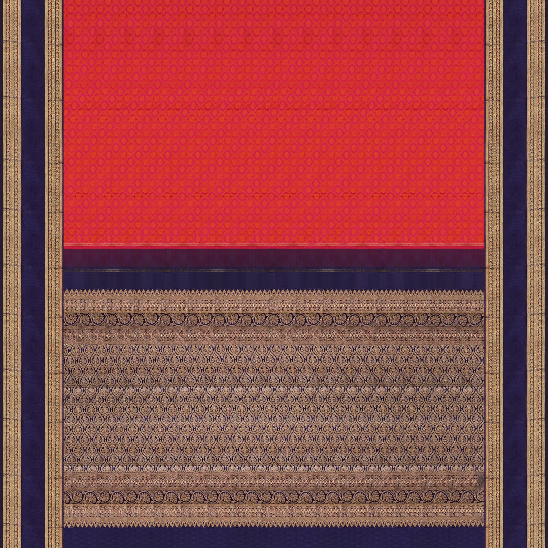 Handwoven Magenta with Blue Kanjivaram Silk Saree - 1576T006375DSC