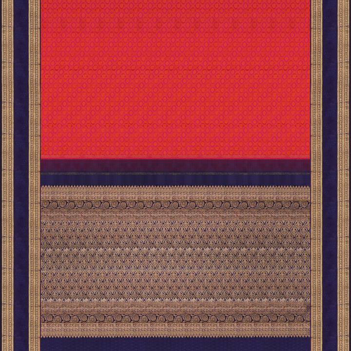 Handwoven Magenta with Blue Kanjivaram Silk Saree - 1576T006375DSC