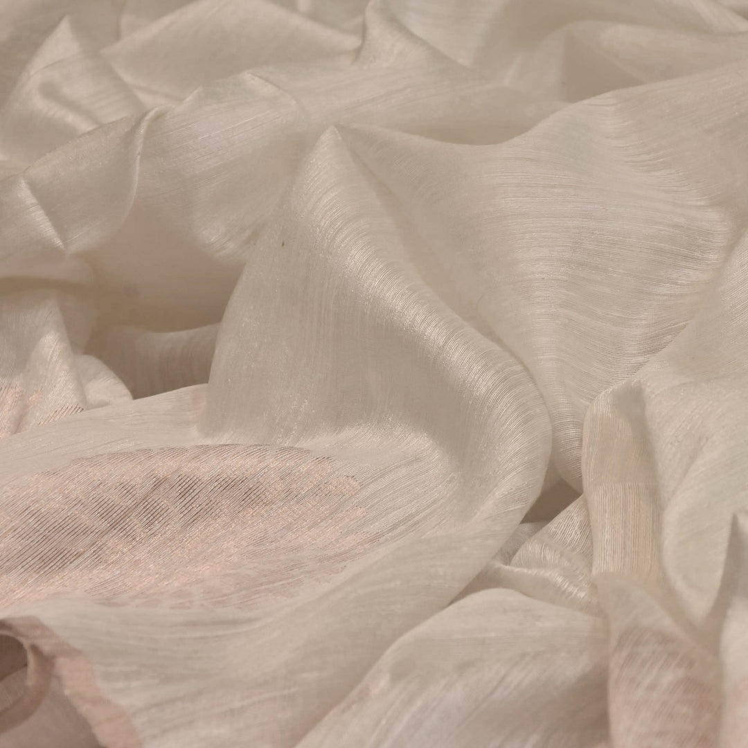 Handwoven White Dhakai Matka Silk Saree - 324N013281DSS - Fabric View
