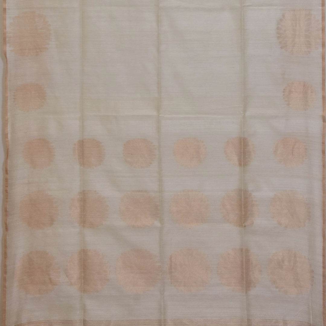 Handwoven White Dhakai Matka Silk Saree - 324N013281DSS - Full View