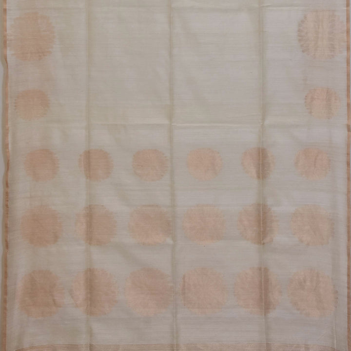 Handwoven White Dhakai Matka Silk Saree - 324N013281DSS - Full View